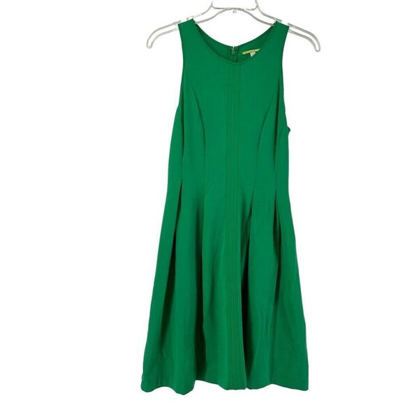 Gianni Bini Dress S Solid Green Sleeveless Box Pleated Knee Length Round Neck - Picture 1 of 6